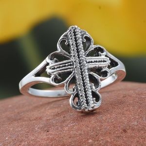 Size 8 Artisan Crafted Sterling Silver Cross Ring